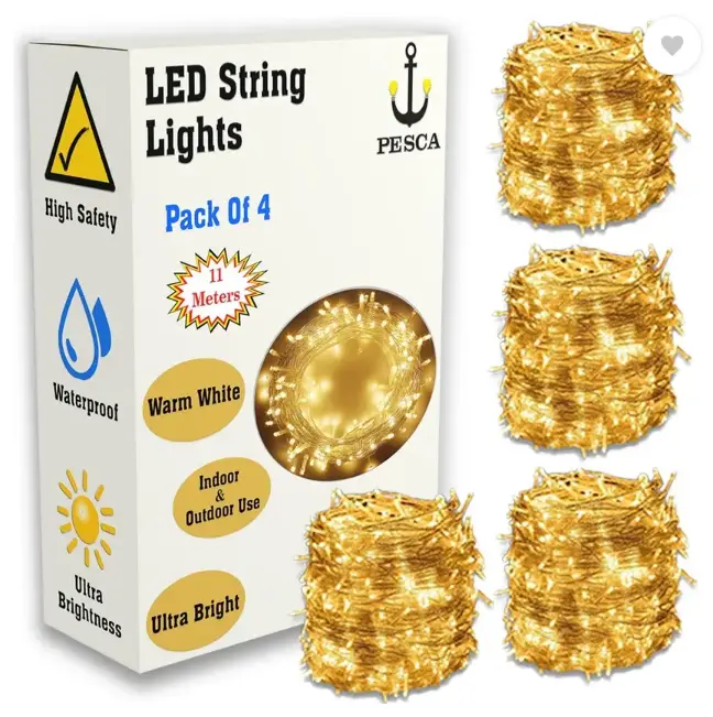 40 LEDs 11 m Yellow Steady String Rice Lights  (Pack of 4)