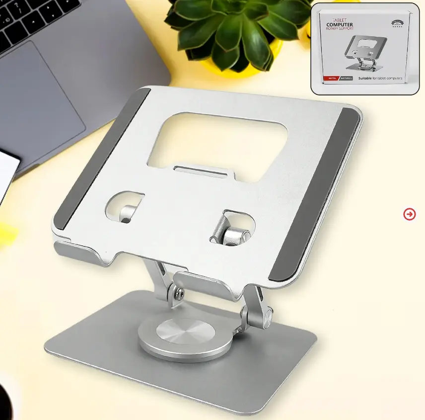 Aluminum Alloy 360°Rotating Bracket, Adjustable Tablet Stand, Portable Foldable Ergonomic Tablet Support