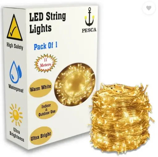 40 LEDs 11 m Yellow Steady String Rice Lights  (Pack of 2)
