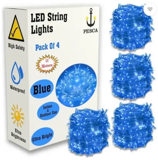 40 LEDs 11 m Blue Steady String Rice Lights  (Pack of 4)