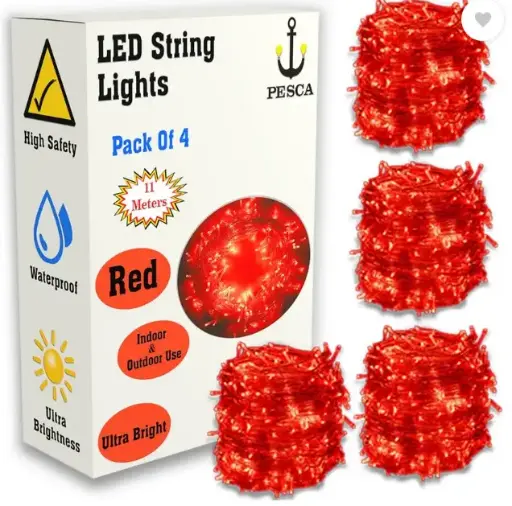 40 LEDs 11 m Red Steady String Rice Lights  (Pack of 4)