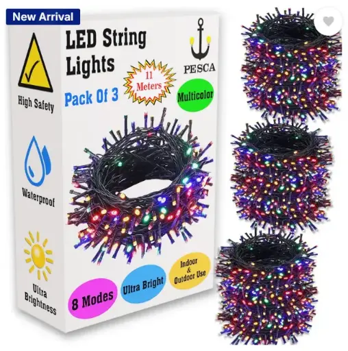 40 LEDs 11 m Multicolor Steady String Rice Lights  (Pack of 3)