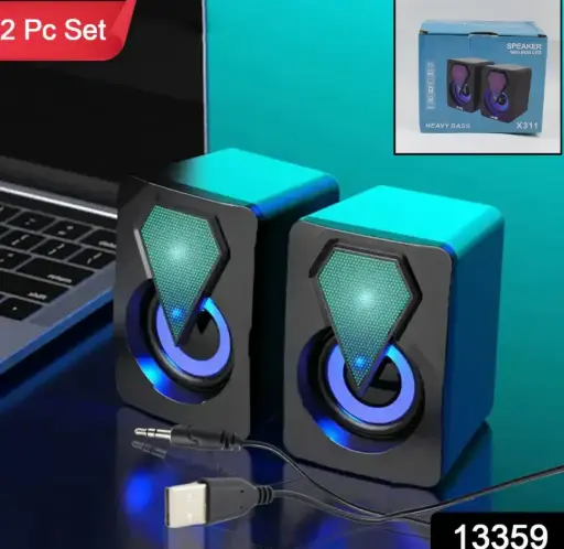 PC RGB Desktop Speakers, Plug, and Play USB Powered Speaker (2 Pc Set)
